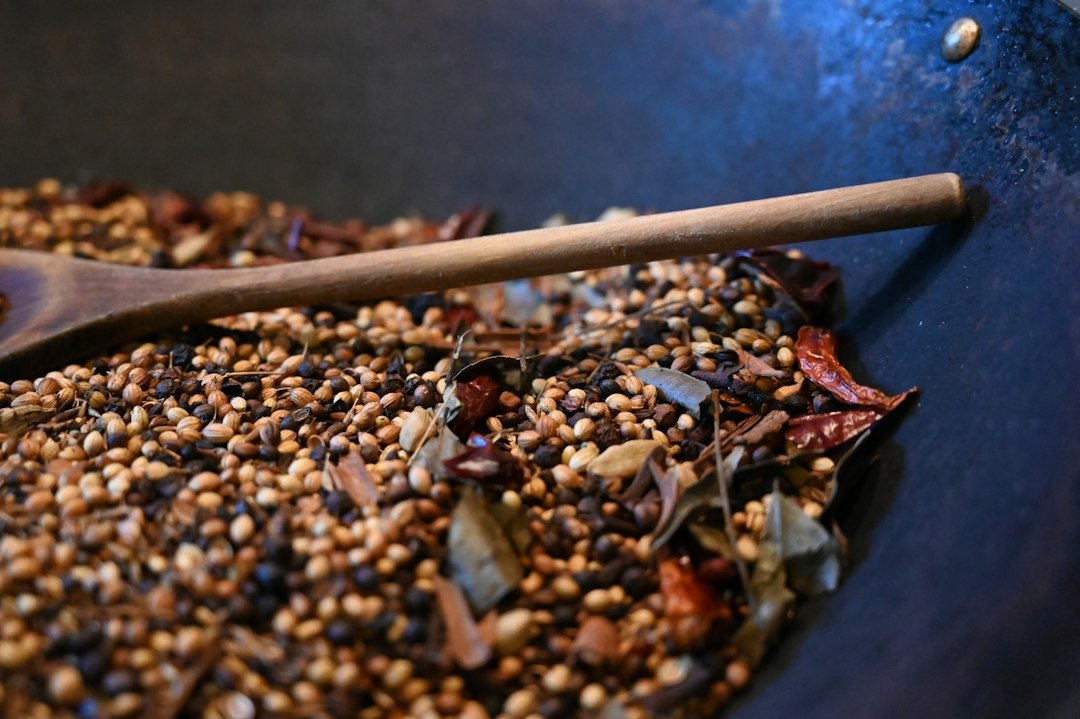 Sri Lankan curry spices prepared for a cooking class